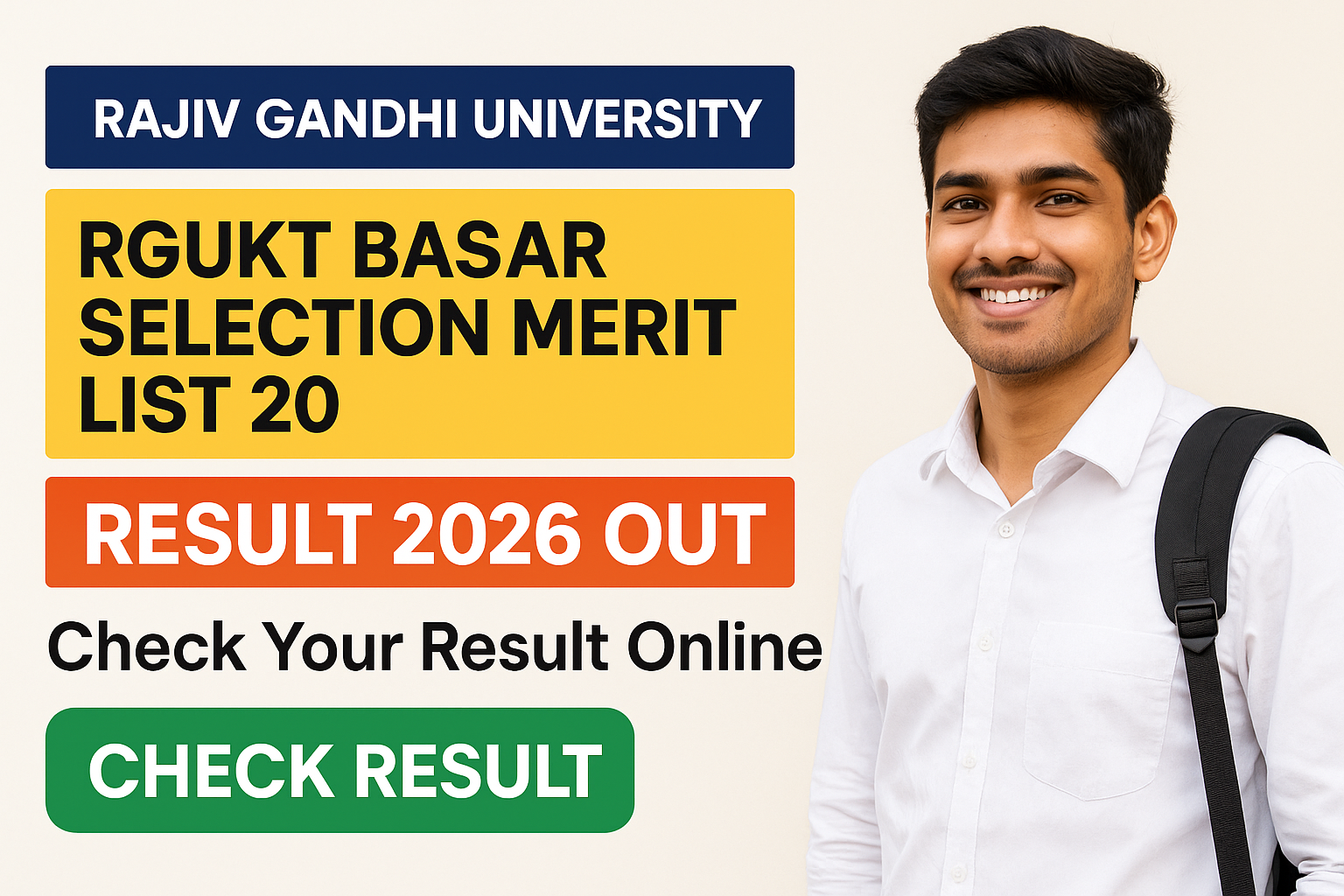 RGUKT Basar Selection Merit List 2026 check online - Rajiv Gandhi University of Knowledge Technologies (RGUKT), Basar - Apply Online 2026