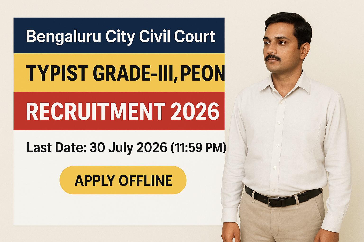 Bengaluru City Civil Court Recruitment 2026 – 110 Posts Notification Out Bengaluru City Civil Court Recruitment 2026 Out - 110 Vacancies Typist Peon Driver Apply Online