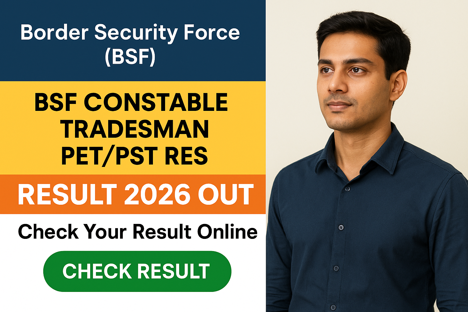 BSF Constable Tradesman PET/PST result 2026 check online - Border Security Force (BSF) - Check Result 2026