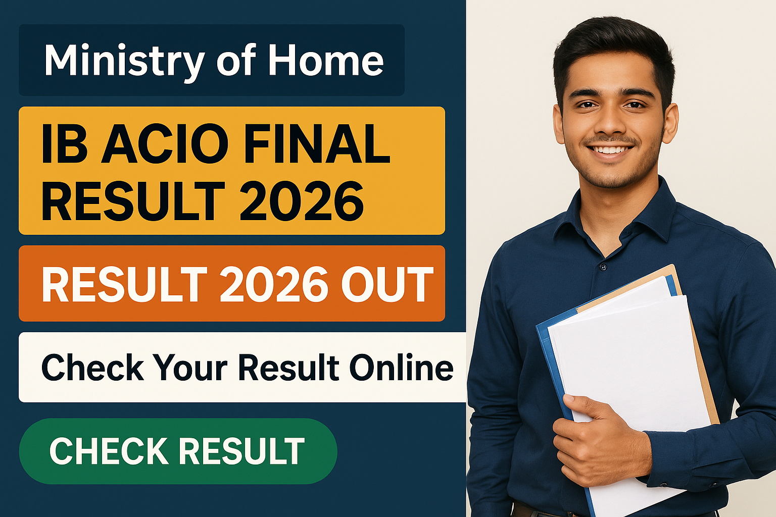 IB ACIO Final Result 2026 check online - Ministry of Home Affairs (Intelligence Bureau) - Apply Online 2026