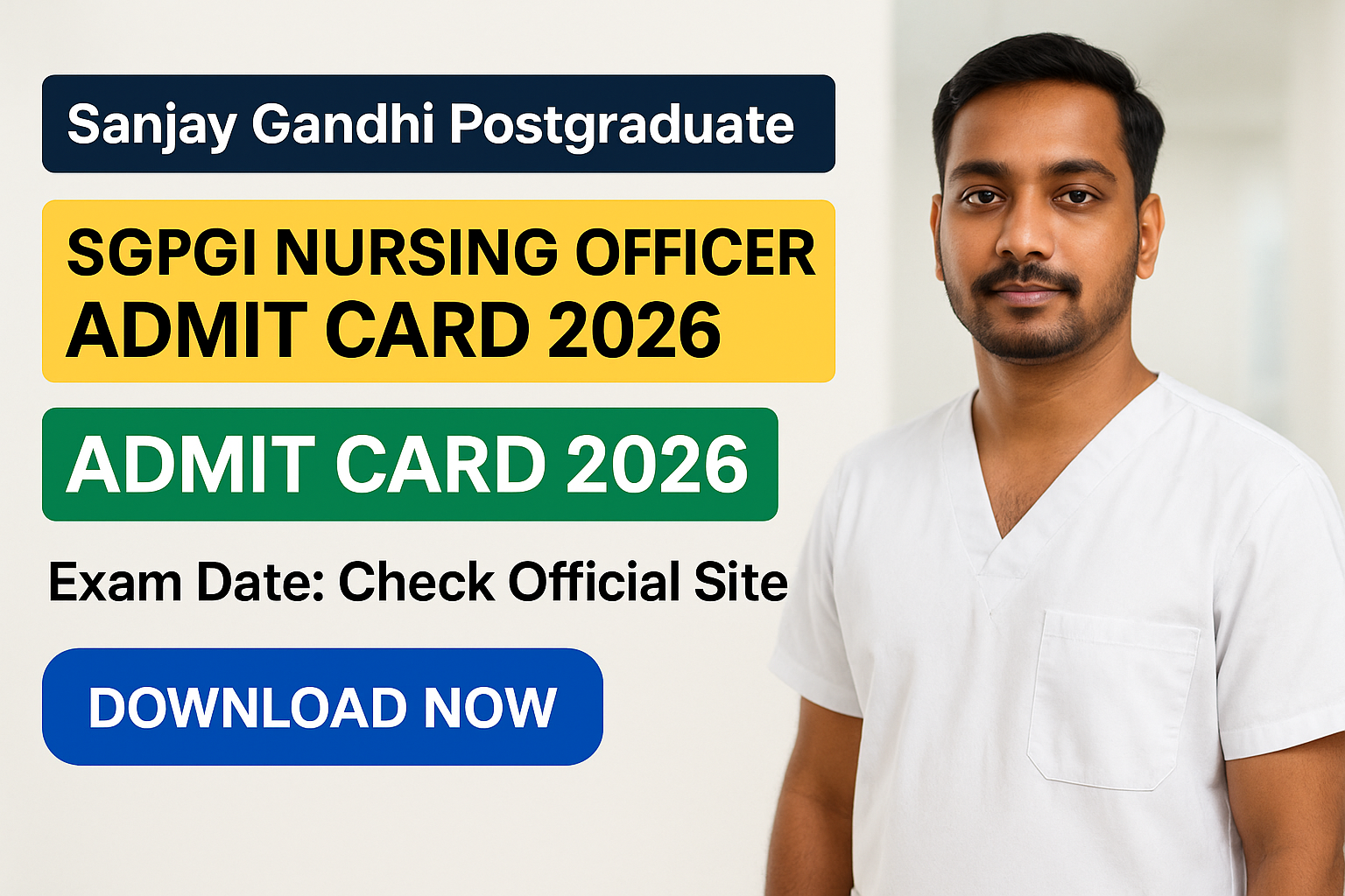 SGPGI Nursing Officer Admit Card download steps - Sanjay Gandhi Postgraduate Institute of Medical Sciences (SGPGIMS), Lucknow - Download Admit Card 2026