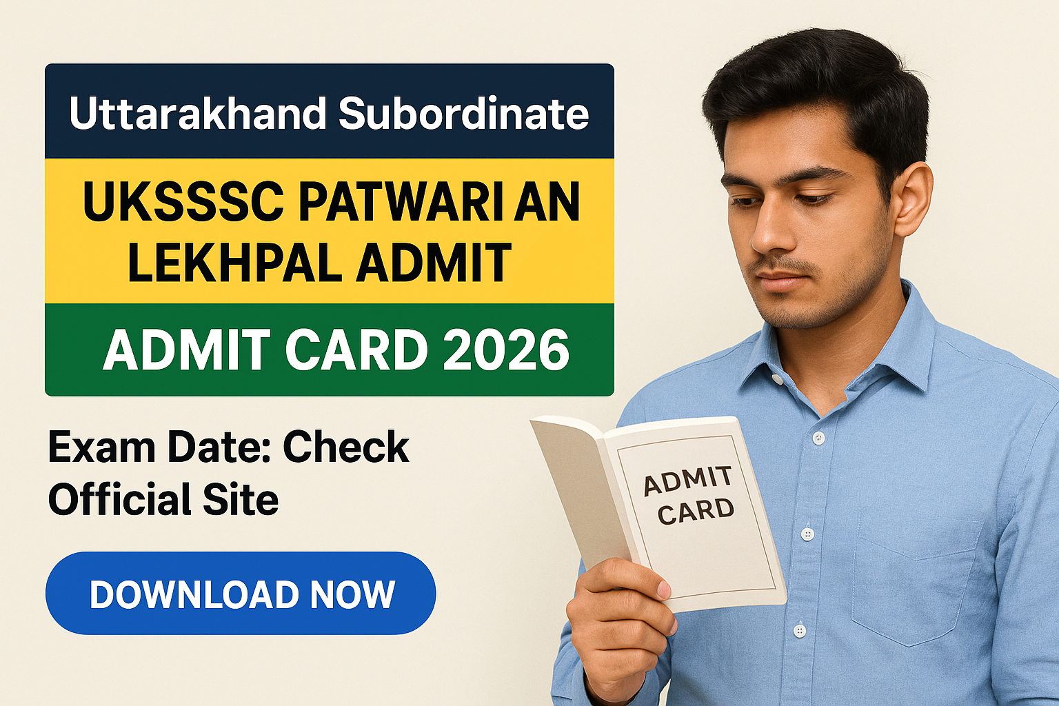 UKSSSC Patwari and Lekhpal Admit Card 2026 download - Uttarakhand Subordinate Service Selection Commission (UKSSSC) - Download Admit Card 2026