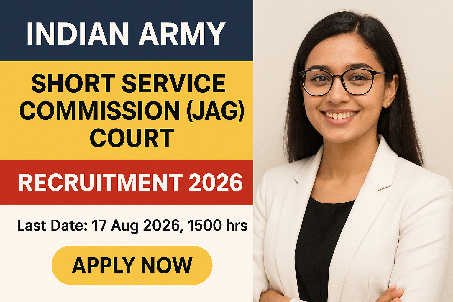 Indian Army JAG Entry Scheme 125th Course 2026 – 10 Posts Law Graduate Officers Apply joinindianarmy.nic.in Last Date 17 August 2026