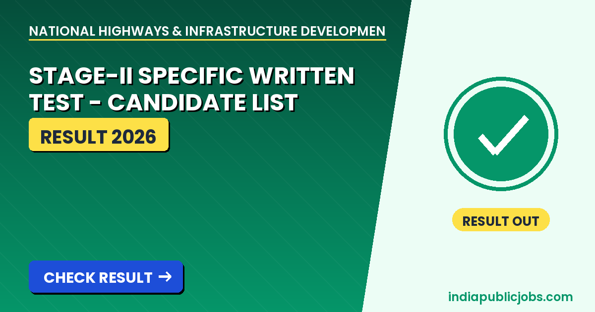 NHIDCL Stage II Specific
Written Test Candidate List 2026 PDF download banner