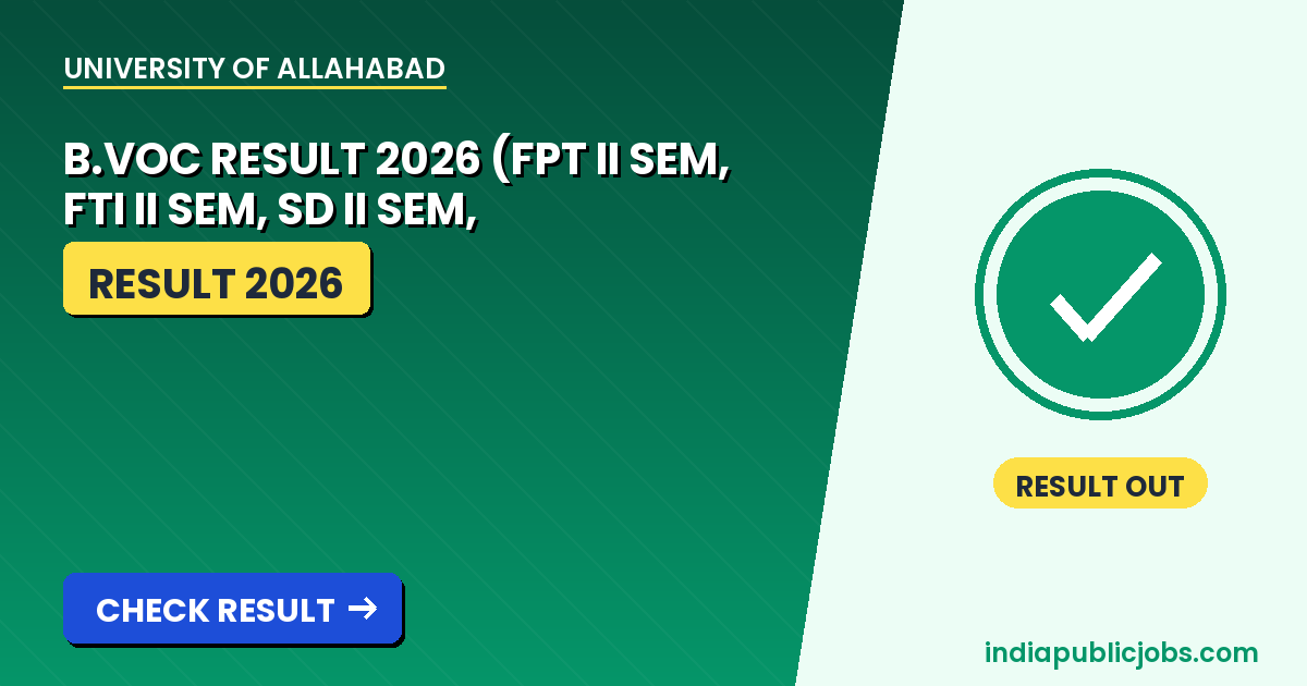 Allahabad University B.Voc Result 2026 - University of Allahabad Recruitment 2026