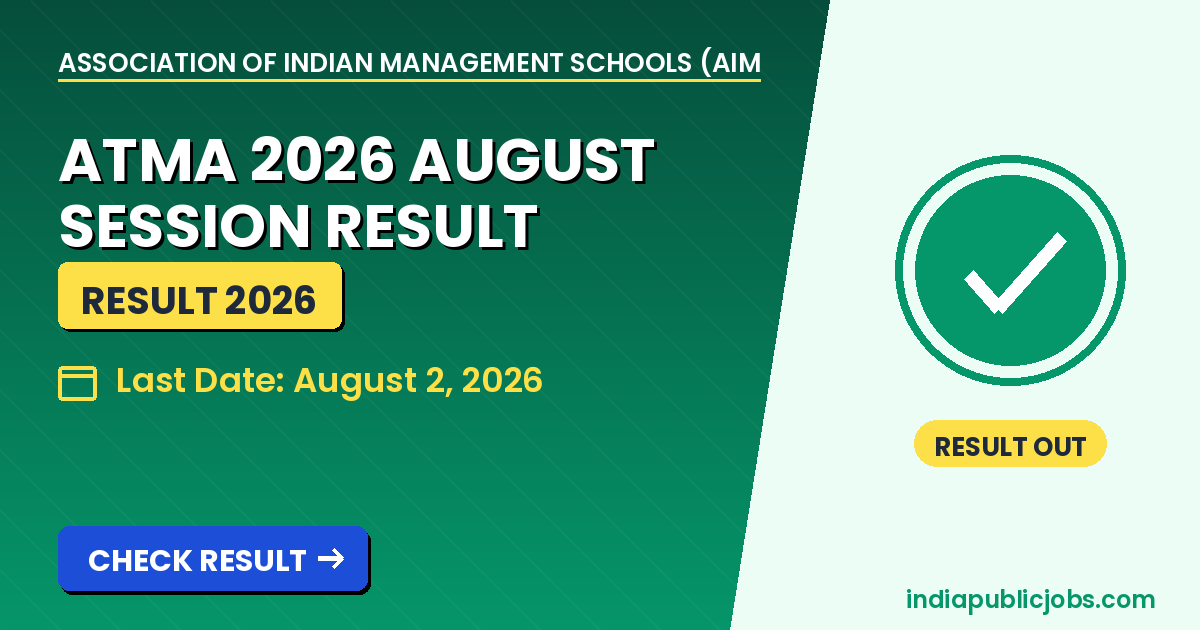 ATMA 2026 August Result - Association of Indian Management Schools (AIMS) Recruitment 2026