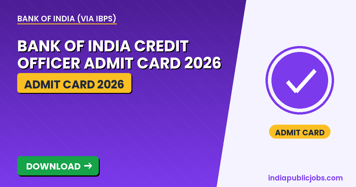 Bank of India Credit Officer Admit Card 2026 - Bank of India (via IBPS) Recruitment 2026