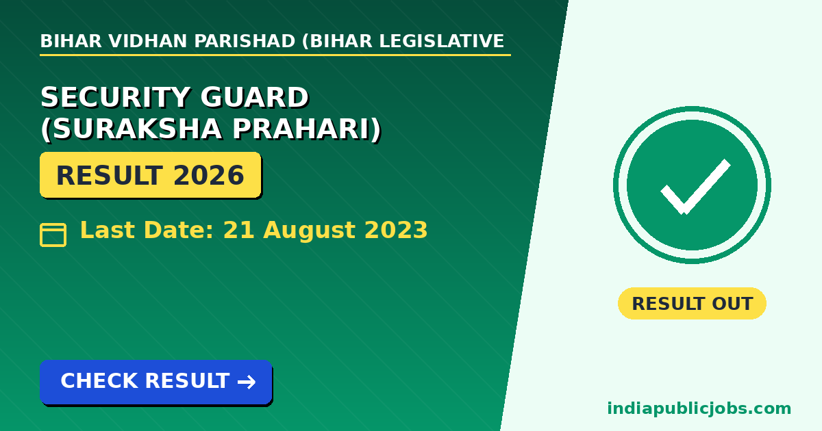 Bihar Vidhan Parishad Security Guard Result 2026 - Bihar Vidhan Parishad (Bihar Legislative Council Secretariat) Recruitment 2026