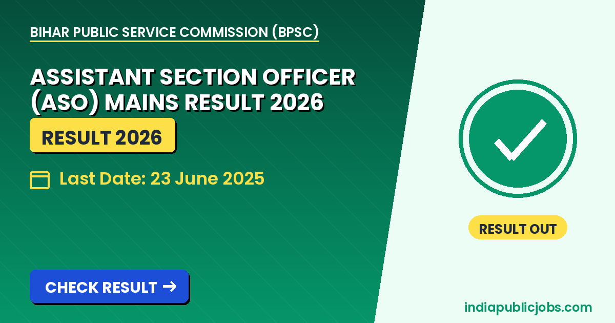 BPSC ASO Mains Result 2026 - Bihar Public Service Commission (BPSC) Recruitment 2026