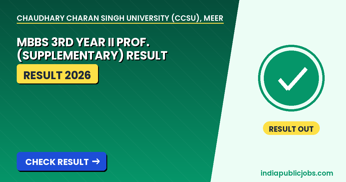 CCSU MBBS Result 2026 - Chaudhary Charan Singh University (CCSU), Meerut Recruitment 2026
