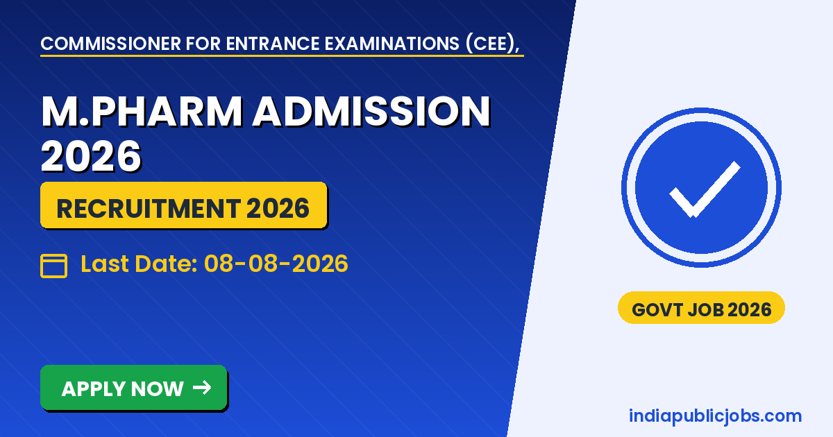 CEE Kerala M.Pharm Category List 2026 - Commissioner for Entrance Examinations (CEE), Kerala Recruitment 2026