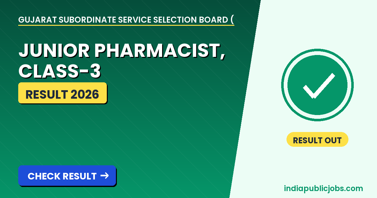 GSSSB Junior Pharmacist Class-3 provisional result 2026 declared - check marks in Annexure-A at gsssb.gujarat.gov.in
