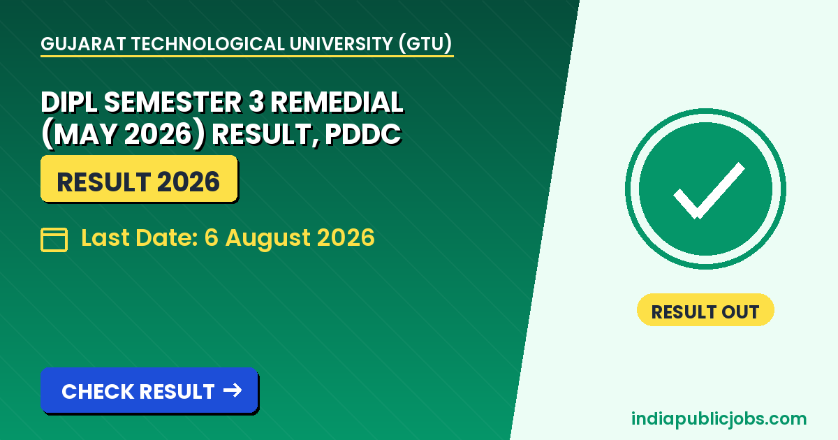 GTU Diploma Sem 3 Remedial and PDDC Re-check Result 2026