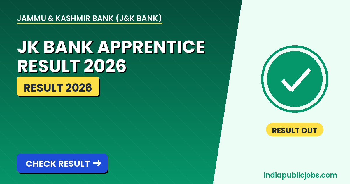 JK Bank Apprentice Result 2026 declared - check online at jkbank.com using roll number or registration ID