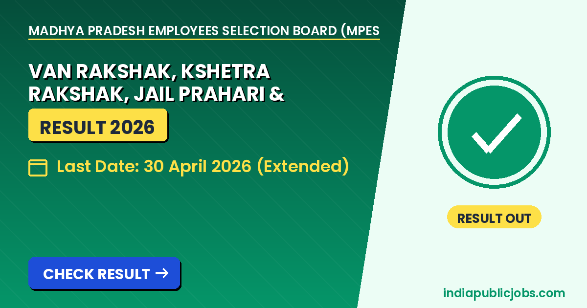MPESB Van Rakshak Jail Prahari Result 2026 - Madhya Pradesh Employees Selection Board (MPESB) Recruitment 2026