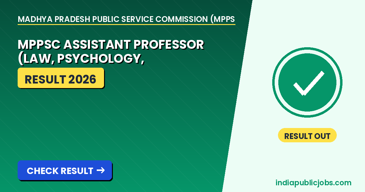 MPPSC Assistant Professor Result 2026 - Madhya Pradesh Public Service Commission (MPPSC) Recruitment 2026
