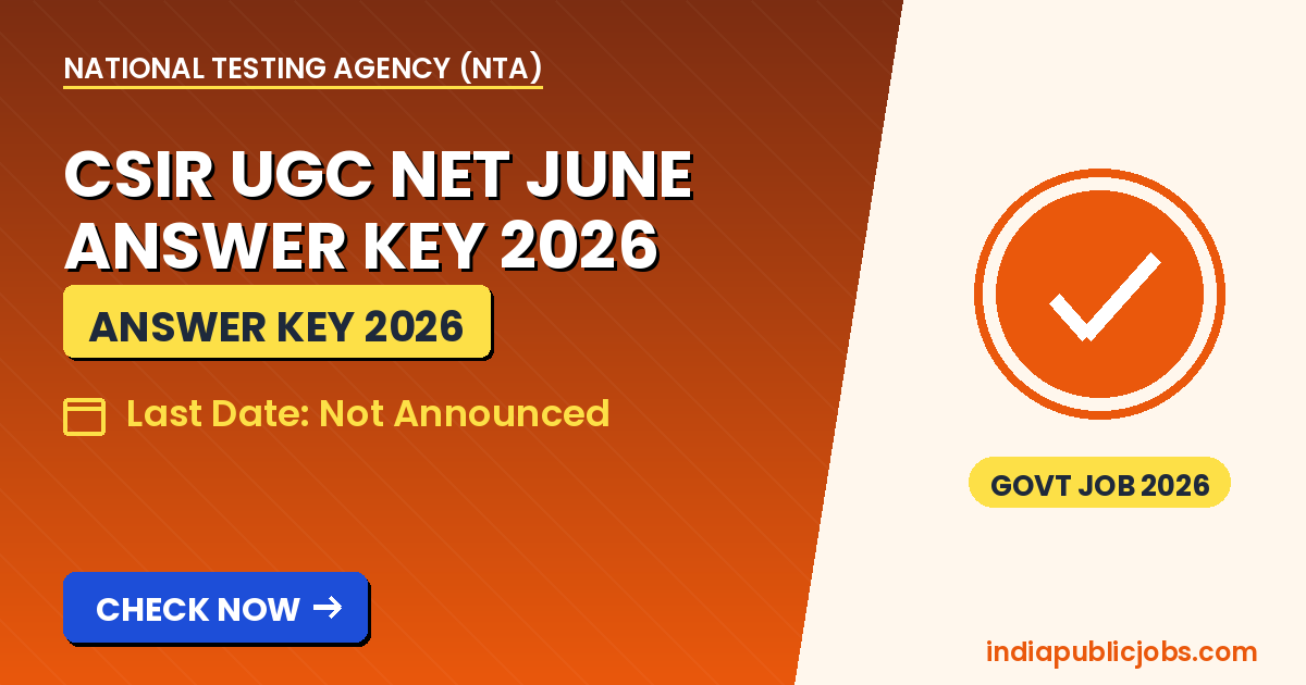 CSIR UGC NET Answer Key 2026 - National Testing Agency (NTA) Recruitment 2026