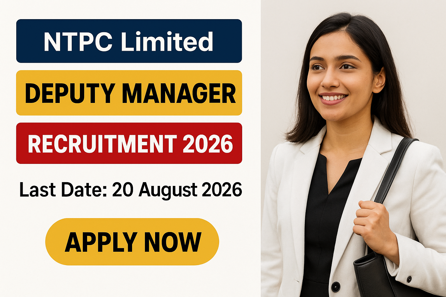 NTPC Deputy Manager Recruitment 2026 – NTPC Limited NTPC Deputy Manager Recruitment 2026 - 135 posts in Electrical, Mechanical and C&I, apply online at ntpc.co.in by 20 August 2026