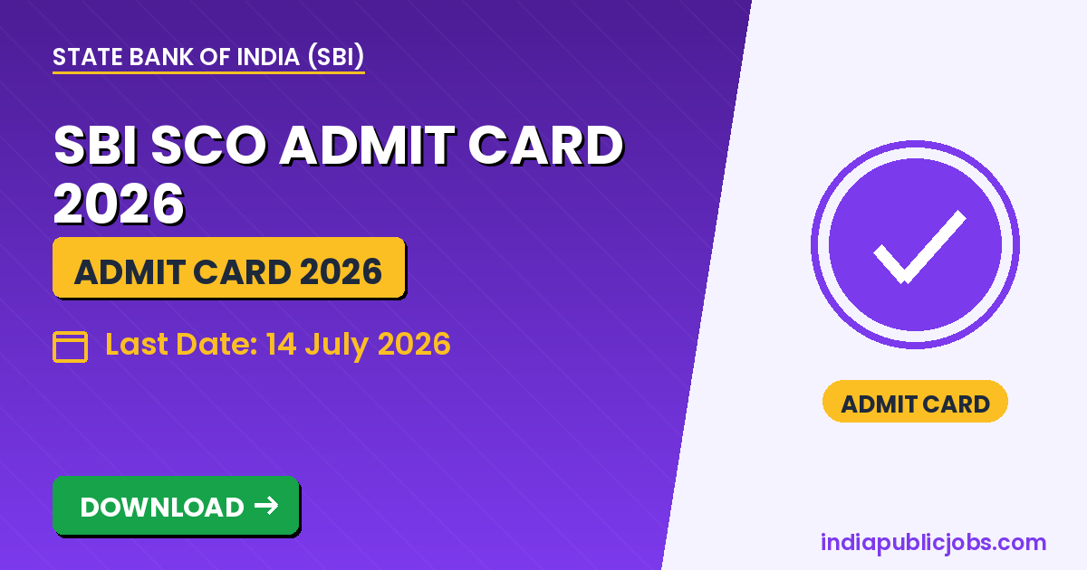 SBI SCO Admit Card 2026 - State Bank of India (SBI) Recruitment 2026