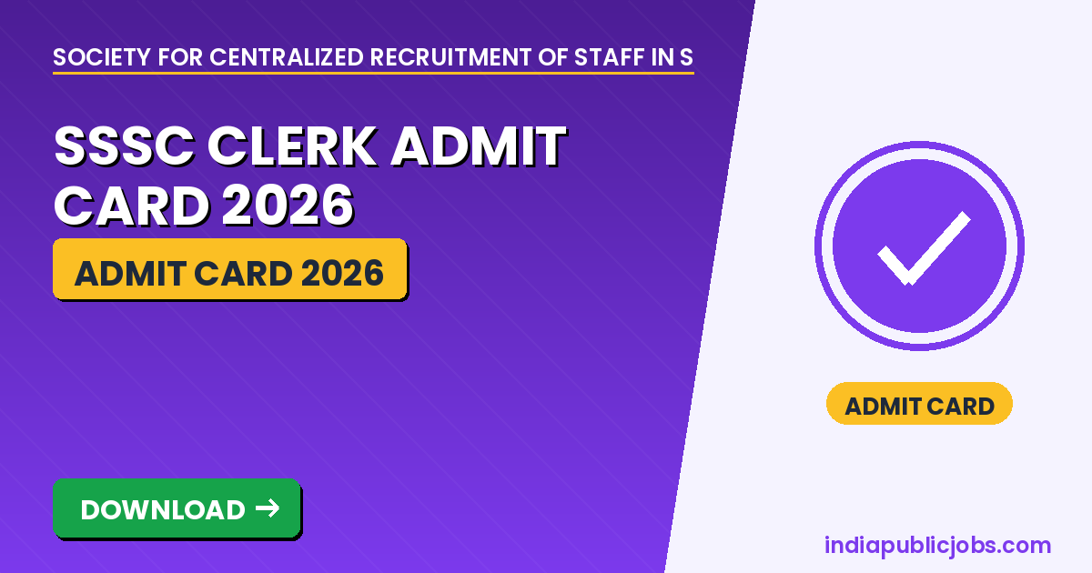 SSSC Clerk Admit Card 2026 - Society for Centralized of Staff in Subordinate Courts (SSSC), High Court of Punjab & Haryana Recruitment 2026