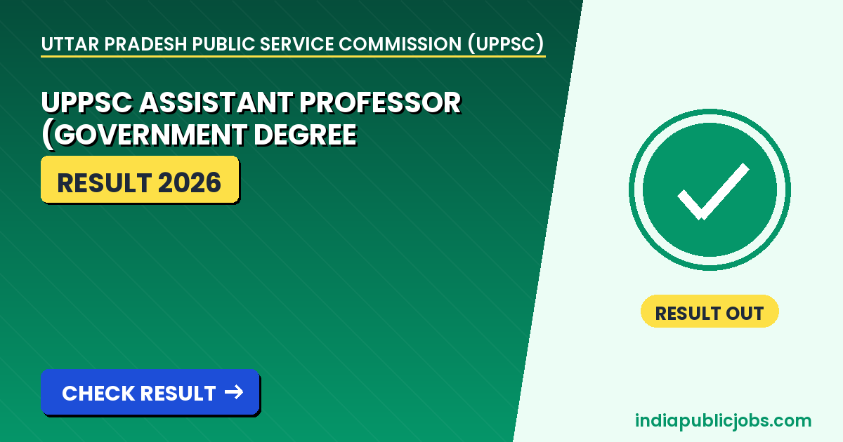 UPPSC Assistant Professor Result 2026 - Uttar Pradesh Public Service Commission (UPPSC) Recruitment 2026