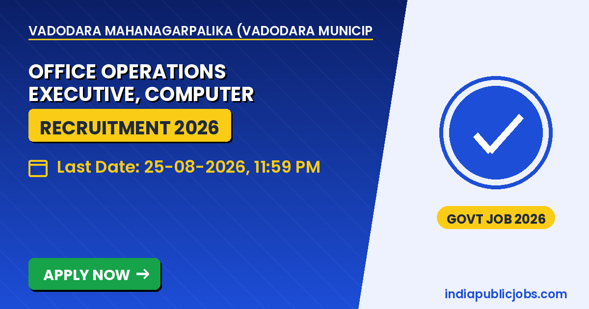 VMC Apprentice 2026 - Vadodara Mahanagarpalika (Vadodara Municipal Corporation, VMC) Recruitment 2026